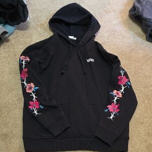 Vans Black Hoodie with Colorful Floral Sleeves